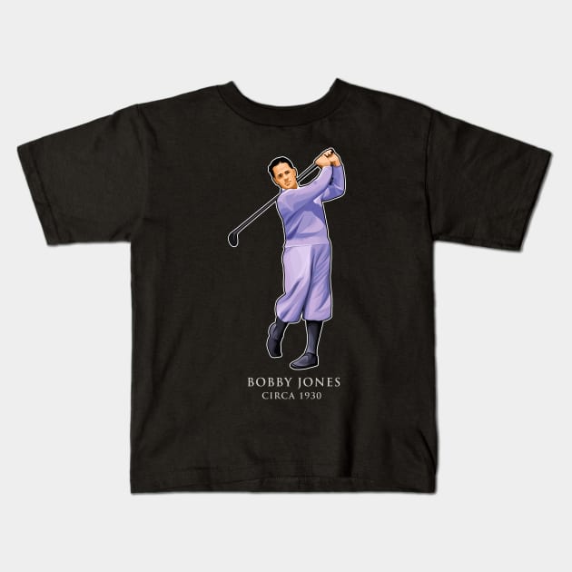 Bobby Jones Circa 1930 Kids T-Shirt by RunAndGow